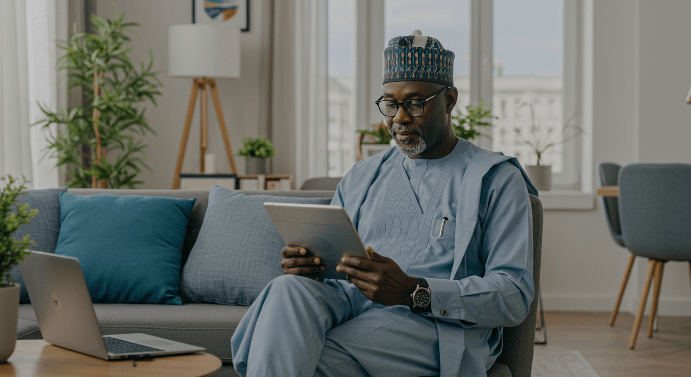 Nigerian landlord using Tenalet on tablet